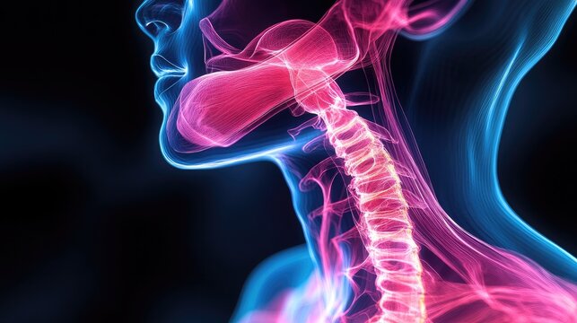 rendering of the esophagus during a manometry test, showing the measurement of pressure and muscle function