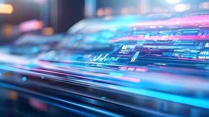 Obraz premium Futuristic Technology Interface with Neon Lights