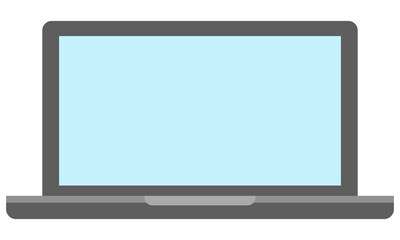 Flat illustration of laptop with blank screen isolated on white background.