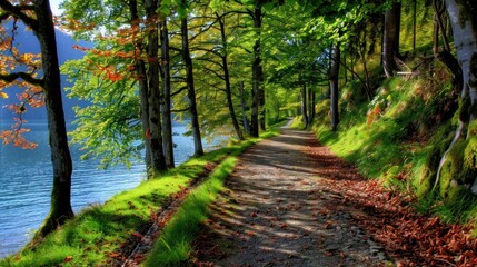 Fototapeta premium Peaceful Pathway Through Lush Forest