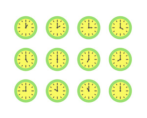 Summer clock icon design with lemon. Collection of fruit icons of time.