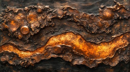 Obraz premium Abstract artwork fusing beryllium copper with dark wood, focusing on contrasts of hardness and warmth, with intricate details that emphasize flexibility