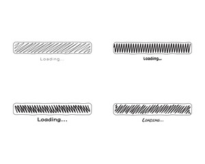 Collection Loading bar status icon. Vector illustration. Set of vector loaded icons. Download progress. Donload or Upload. Hand-drawn sketch-scribble.