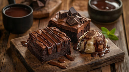decadent brownie bliss: a tempting spread of rich desserts this image showcases a mouthwatering assortment of brownies and chocolate desserts