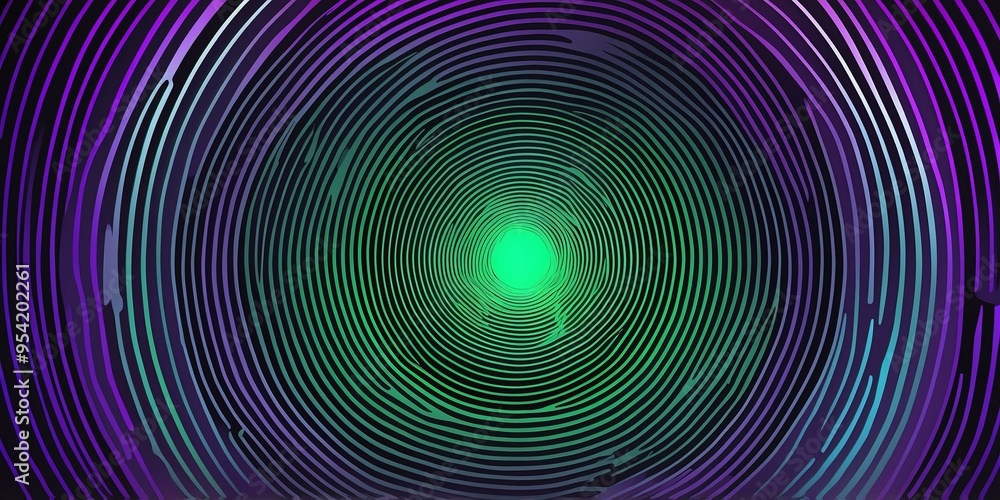 Wall mural abstract vector concentric circles with purple to green gradient background