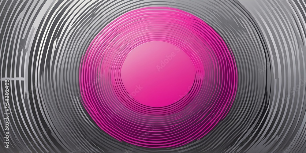 Wall mural abstract vector concentric circles with pink to grey gradient background