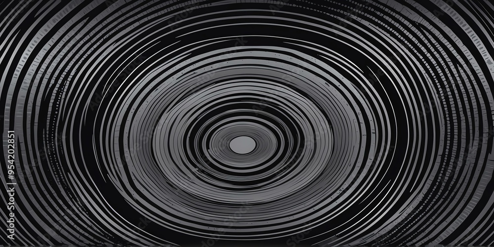 Wall mural abstract vector concentric circles with grey to black gradient background