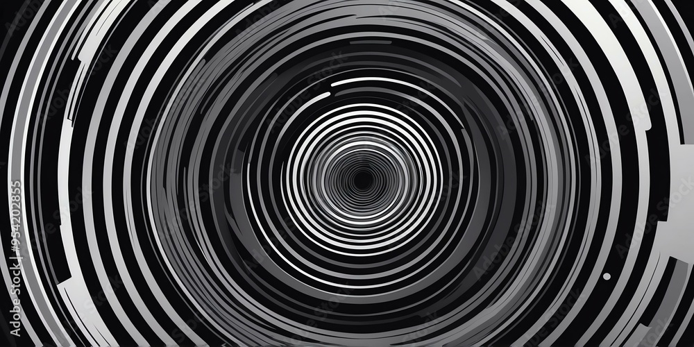 Wall mural abstract vector concentric circles with grey to black gradient background