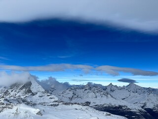 snow covered mountains