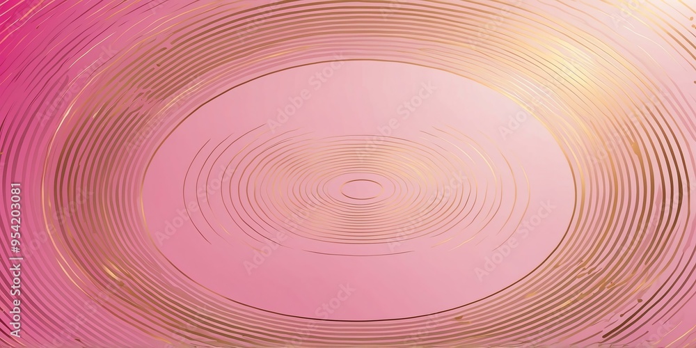 Wall mural abstract vector concentric circles with gold to pink gradient background