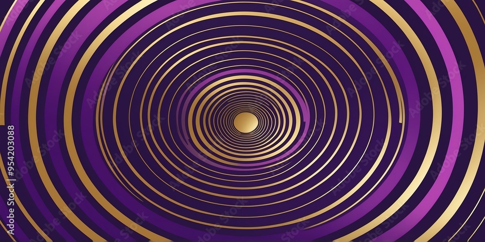 Wall mural abstract vector concentric circles with gold to purple gradient background