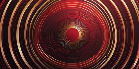 abstract vector concentric circles with gold to red gradient background