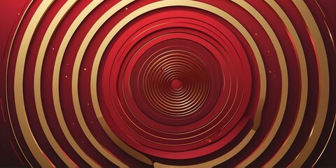 Obraz premium abstract vector concentric circles with gold to red gradient background