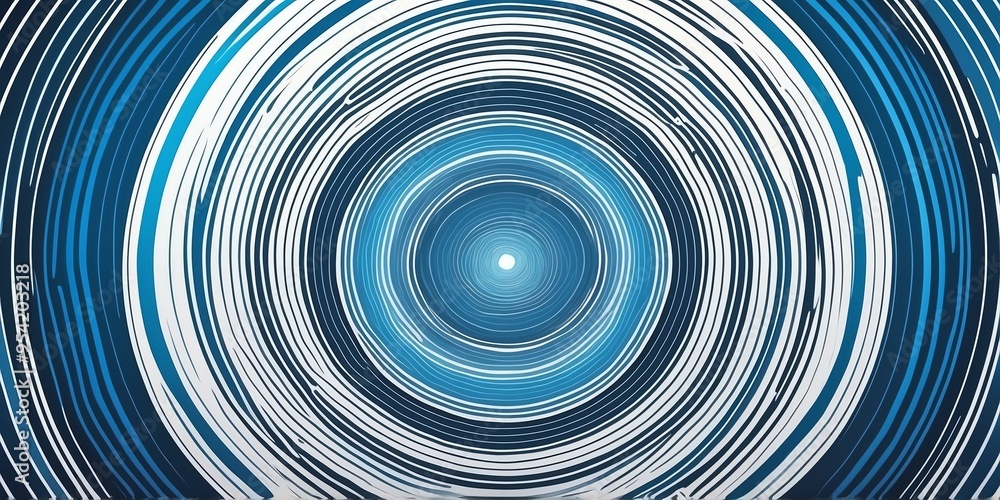 Wall mural abstract vector concentric circles with blue to white gradient background