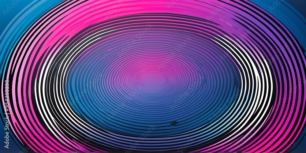 Wall mural abstract vector concentric circles with blue to pink gradient background