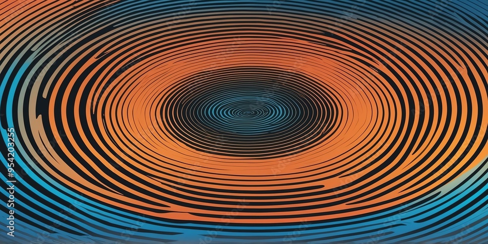Canvas Prints abstract vector concentric circles with blue to orange gradient background