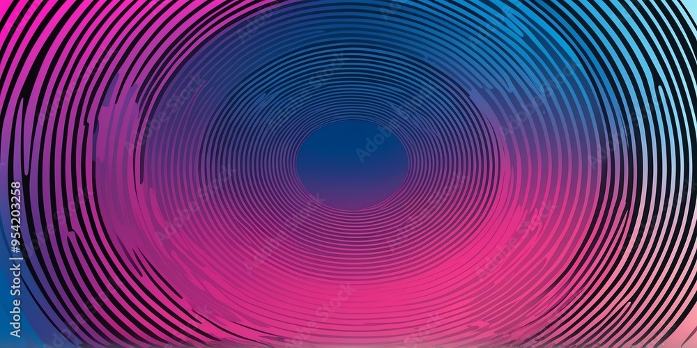 Wall mural abstract vector concentric circles with blue to pink gradient background