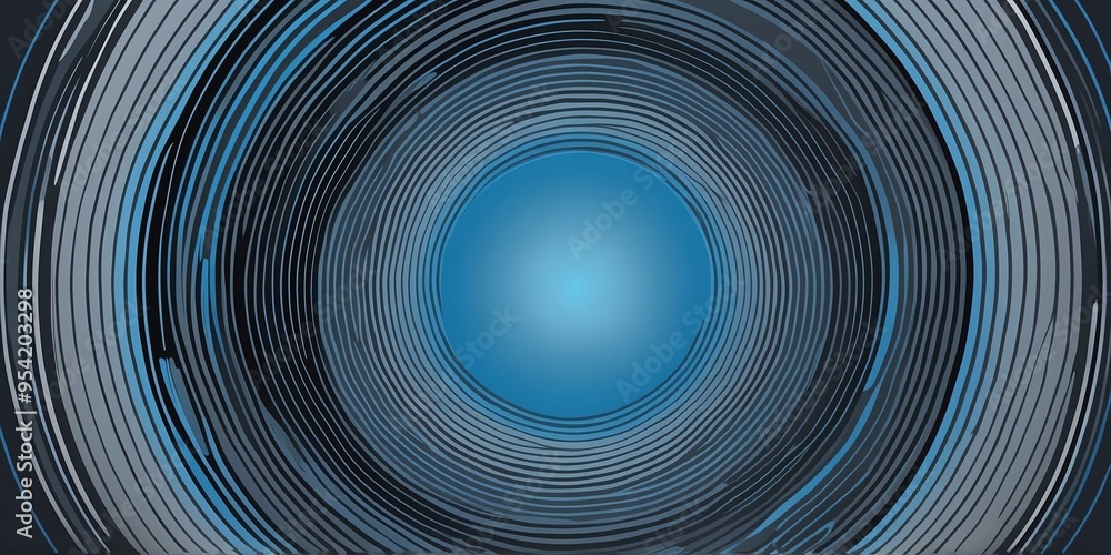 Wall mural abstract vector concentric circles with blue to grey gradient background
