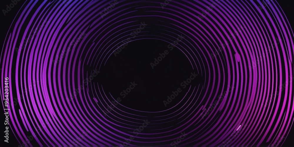 Wall mural abstract vector concentric circles with black to purple gradient background