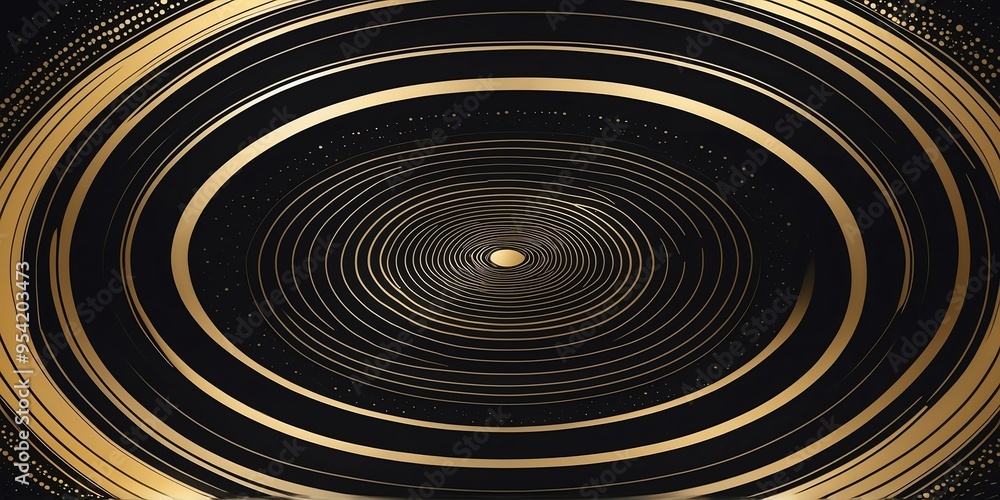 Canvas Prints abstract vector concentric circles with black to gold gradient background