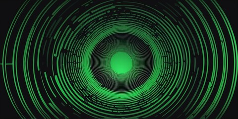 abstract vector concentric circles with black to green gradient background