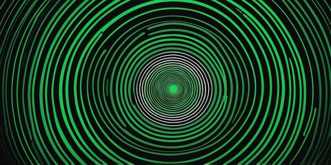 abstract vector concentric circles with black to green gradient background
