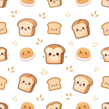 Cute Bread Seamless Pattern 5000px 600dpi