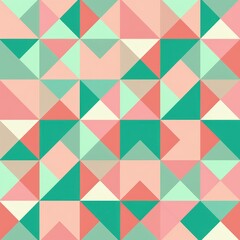 A colorful geometric pattern featuring triangles in various pastel shades.