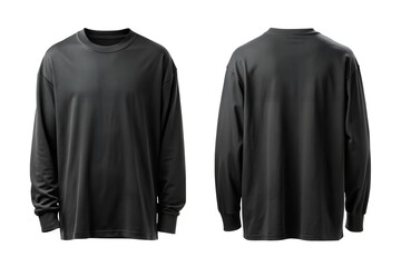 black long sleeve t shirt for mockup isolated on white 