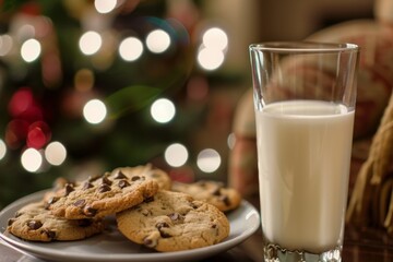 Christmas cookies and milk left out for Santa