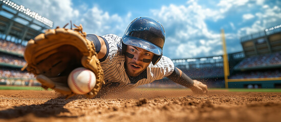 Professional baseball players, portrait of a baseball player at a match,
