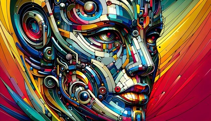 Fototapeta premium Rostros Mecánicos: Arte en Movimiento