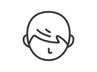 男性の髪の毛のアイコン（線画）のイラスト