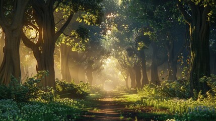 Sunbeams in the Enchanted Forest