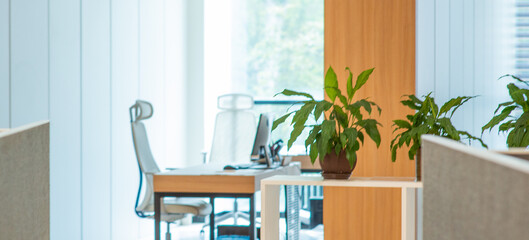 blurred empty modern office for business background