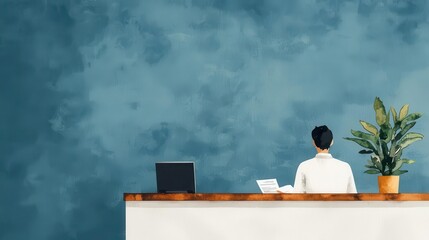 Payday loan office, customer filling out paperwork, watercolor style