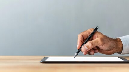 Customer applying for payday loan, filling out digital form on tablet, watercolor style