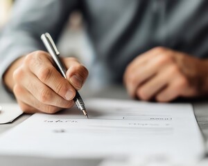 Fototapeta premium Loan application form, filling out details with pen, watercolor style