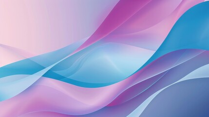 A smooth, abstract design featuring flowing waves in shades of pink and blue.