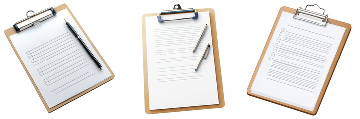 set of a medical clipboard on a transparent background
