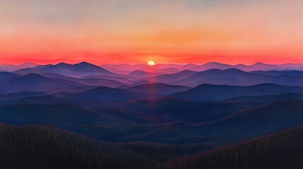 Obraz premium Vibrant Watercolor Sunset with Soft Blended