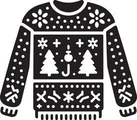 christmas sweater black silhouette vector icon, black and white Color Sweater
