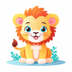 Fototapeta premium Lion Cute Small Cartoon Baby Animal Character 
