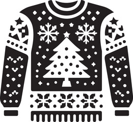 christmas sweater black silhouette vector icon, black and white Color Sweater
