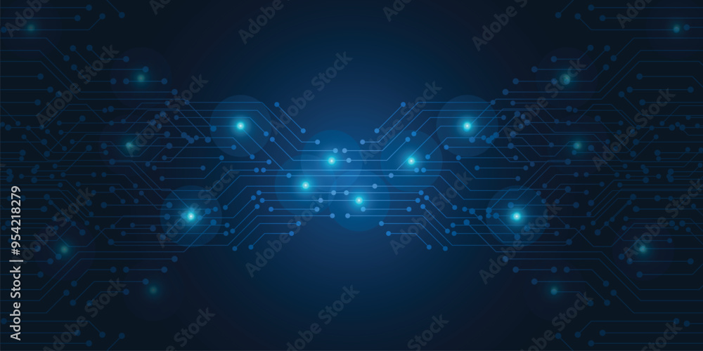 Poster tech blue futuristic circuit board abstract banner. abstract blue technology communication concept b