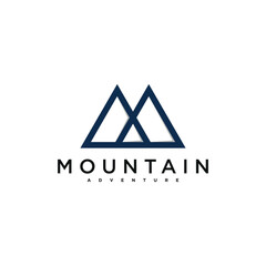 Simple modern mountain adventure logo design template. Premium Vector