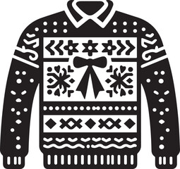 christmas sweater black silhouette vector icon, black and white Color Sweater
