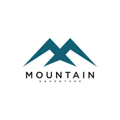 Simple modern mountain adventure logo design template. Premium Vector