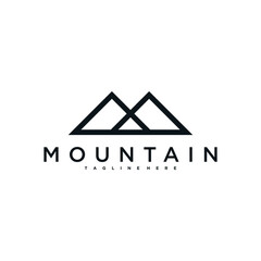 Simple modern mountain adventure logo design template. Premium Vector