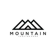 Simple modern mountain adventure logo design template. Premium Vector